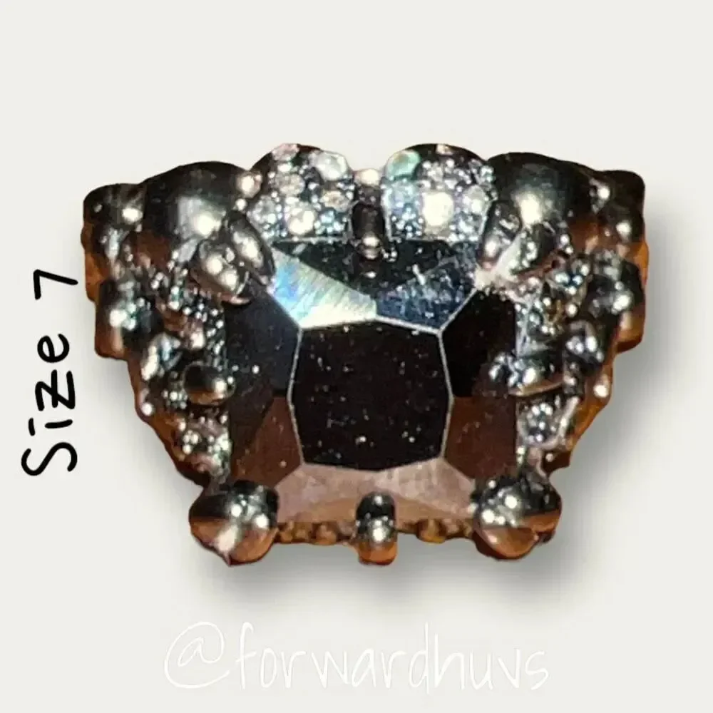 Gunmetal 90’s Steampunk Skull and Bone Victorian Goth Ring Size 7
